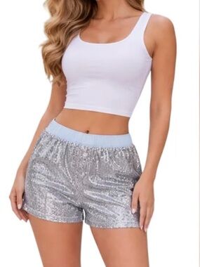 Silver Sequin Lounge Boxer Shorts